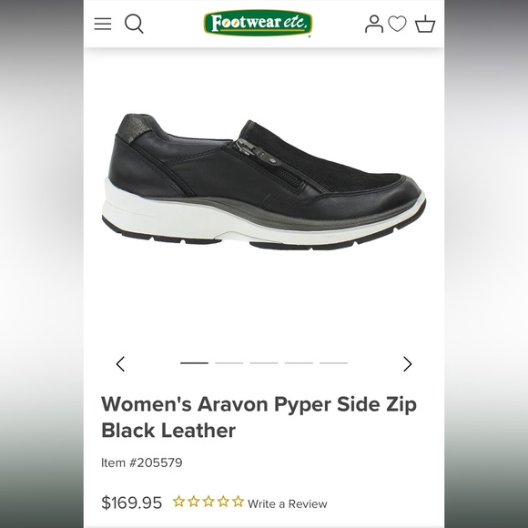 Aravon Pyper Black Leather Side Zip Comfort Slip On Sneakers Woman’s 9.5M - Picture 15 of 15